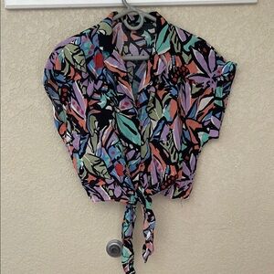 Milk & Honey Tie-Front Cropped Blouse M Y2K